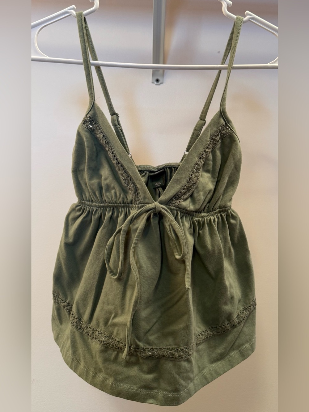 wild fable Olive Green Crochet-Trim Tank Top